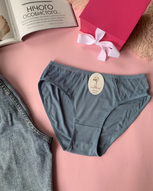 Трусики в рубчик із прозорим мережевом. Класична посадка 3075